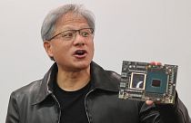 Jensen Huang, CEO of NVIDIA, speaks during a press conference at the Computex 2023 in Taipei on May 30, 2023.