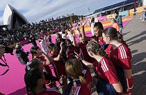 FILE - Photo of fans in the fanzone outside the Sydney Opera House during the 2023 FIFA's Women's World Cup