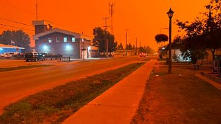 This handout photo shows the town of Fort Smith, Canada during the wildfires, on August 13, 2023. 
