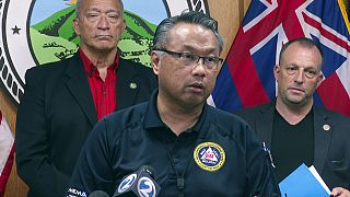 In this image taken from video, Maui Emergency Management Agency Administrator Herman Andaya speaks during a news conference in Wailuku, Hawaii, Wednesday, Aug. 16, 2023.
